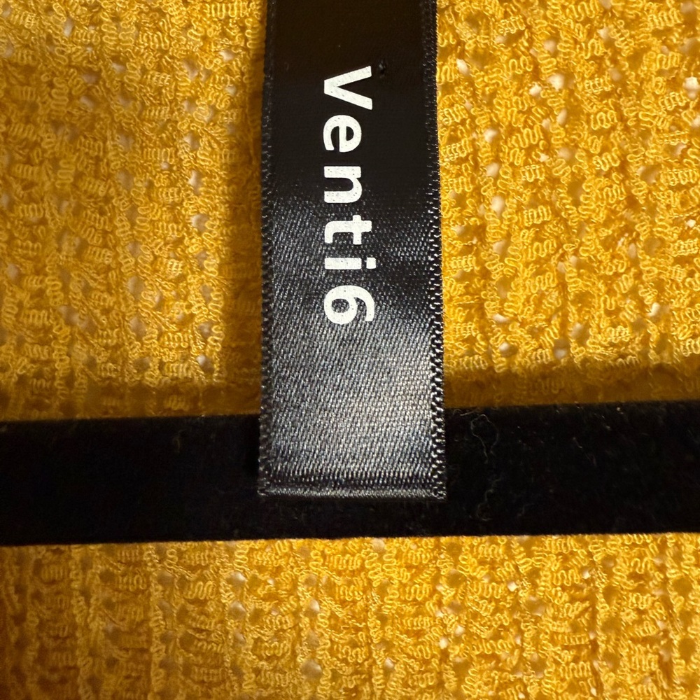 VENTI6 Women’s Mustard Yellow V-Neck Destructed Fringe Sweater - Med - Picture 2 of 3
